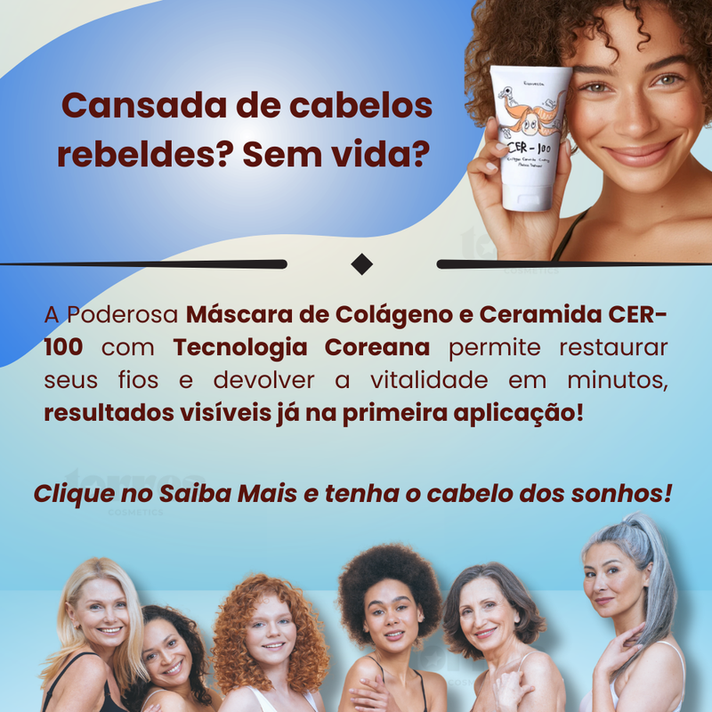 Máscara Cer-100: O Poder do Colágeno Coreano para fios danificados