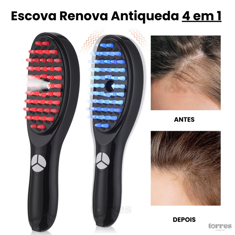 Escova Renova Antiqueda 4 em 1 - Sua nova aliada contra Alopecia e queda de cabelo