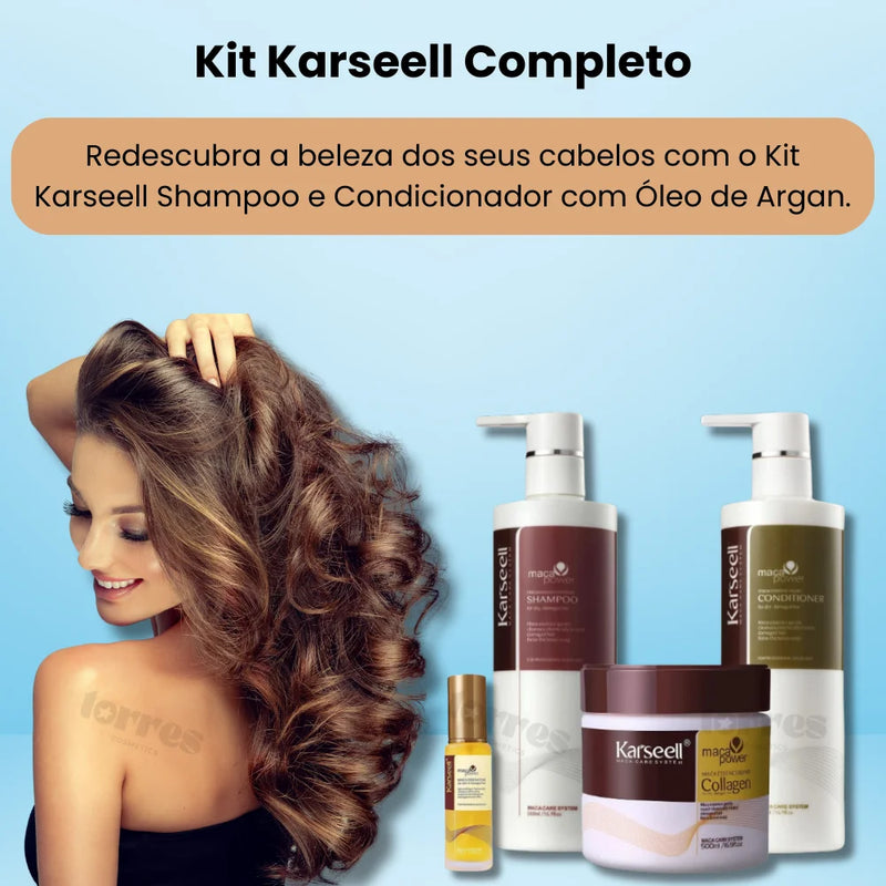 Kit Completo Karsell: Shampoo, Condicionado, Máscara e Óleo